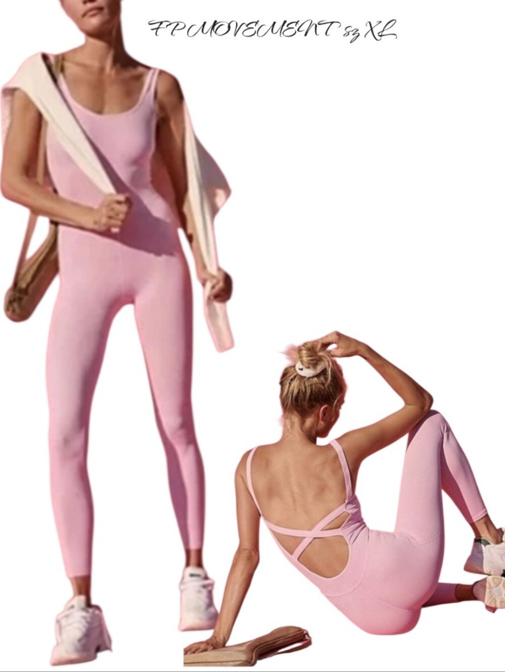 New FP Movement Pink Good Karma Onesie Jumpsuit sz XL